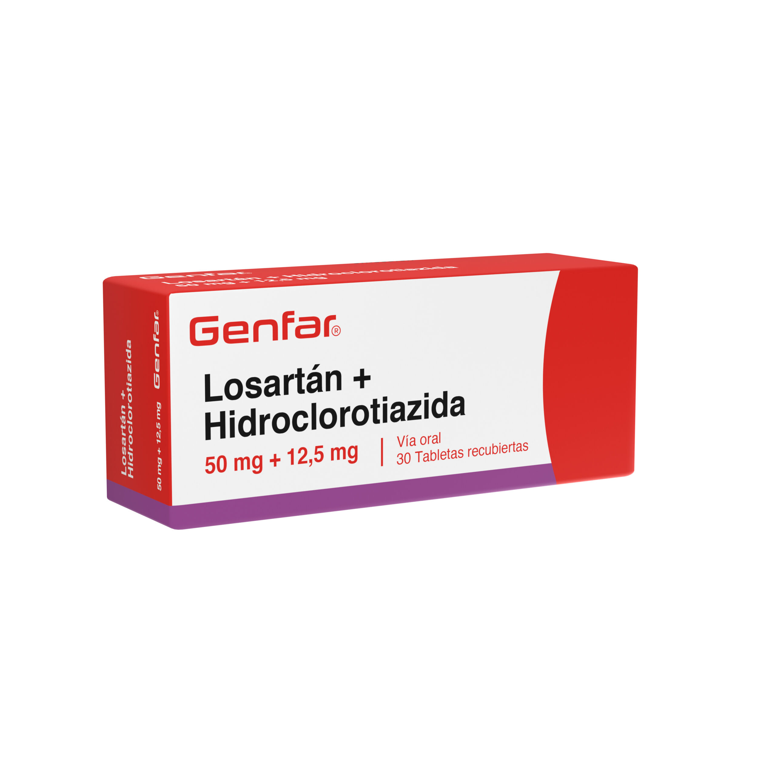 Hidroclorotiazida+Losartan (12.5+50)Mg Tab Rec Caj X 30 Genfar